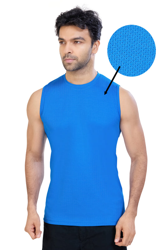 Premium Sports Vest Rice Knit Breathable Fabric (Sky Blue)