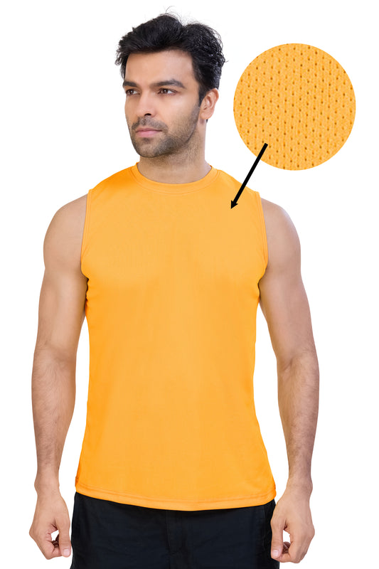 Premium Sports Vest Rice Knit Breathable Fabric (Yellow)